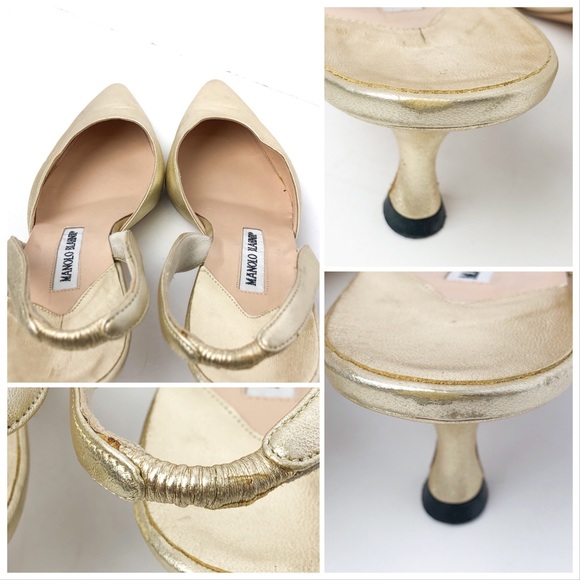 Manolo Blahnik Carolyne Metallic Leather Slingback - Picture 8 of 8